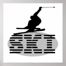 T-shirts et cadeaux de ski de silhouette posters
