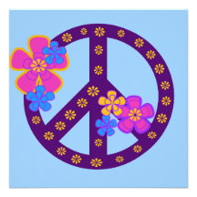 T-shirts et cadeaux de symbole de paix de fleurs invitations personnalisées