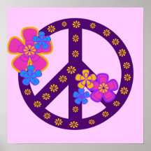 T-shirts et cadeaux de symbole de paix de fleurs affiche