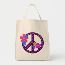 T-shirts et cadeaux de symbole de paix de fleurs sacs de toile
