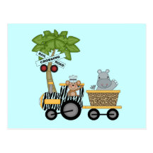 T-shirts et cadeaux de train de singe et d'hippopo carte postale