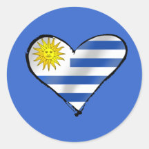 T-shirts et cadeaux du football de l'Uruguay Autocollants Ronds