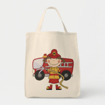 T-shirts et cadeaux femelles de sapeur-pompier sacs en toile