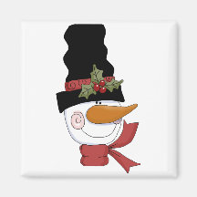 T-shirts et cadeaux heureux de bonhomme de neige aimants