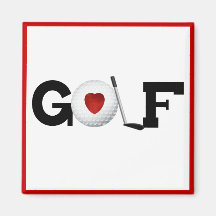 T-shirts et cadeaux rouges de golf de coeur magnets pour réfrigérateur