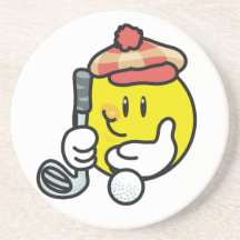 T-shirts et cadeaux souriants de golf de visage dessous de verres