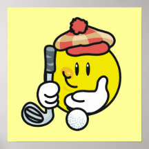 T-shirts et cadeaux souriants de golf de visage affiches