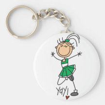 T-shirts et cadeaux verts de pom-pom girl porte-clefs