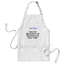 Tablier de menu de chef