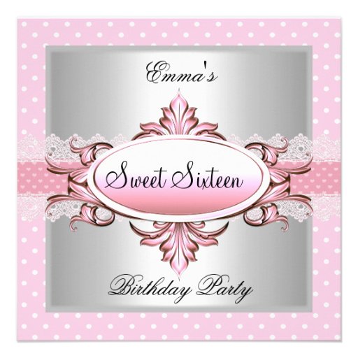 Tache blanche rose argentée de partie du sweet six cartons d'invitation