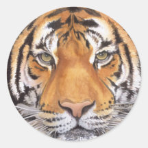 "Tache de tigre" sur le blanc, art d'aquarelle Adhésif Rond