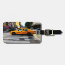 Tache floue jaune de taxi de NYC Étiquette De Bagage