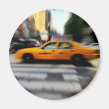 Tache floue jaune de taxi de NYC Magnets Pour Réfrigérateur
