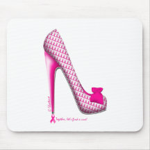 Talon de ruban de rose de conscience de cancer du  tapis de souris