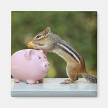 Tamia mignonne avec l'image de tirelire de fausse  magnets