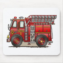 Tapis de souris de camion de pompiers d'échelle