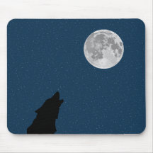 Tapis de souris de loup et de lune