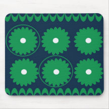 Tapis de souris floral bleu et vert