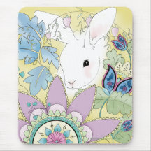 Tapis de souris floral d'or de lapin