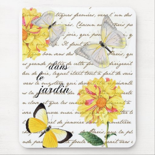 Tapis de souris jaune de jardin de dahlia de papil