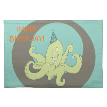 Tapis d'endroit de poulpe de joyeux anniversaire set de table