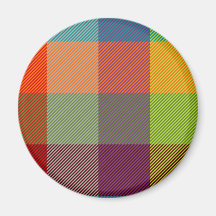 Tartan rouge, bleu, rose, pourpre, d'orange et de  aimants pour réfrigérateur