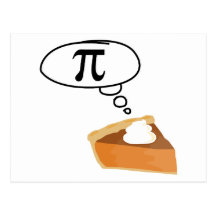 Tarte pensant à pi carte postale
