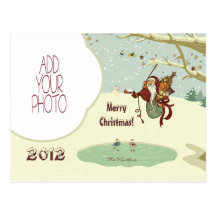 Tarzan Père Noël et oiseaux de patinage Cartes Postales