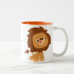 Tasse avide mignonne de lion de bande dessinée