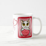 Tasse blanche d'art d'amour de coeur de sucrerie d
