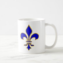 Tasse bleu-foncé et de gold fleur de lis