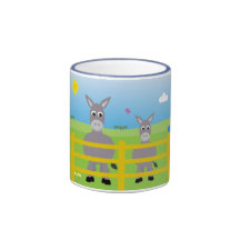 Tasse bleue de sonnerie d'ânes mignons de bande de
