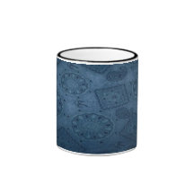 Tasse bleue occidentale de sonnerie de ~ d'impress