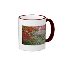 Tasse brumeuse de matin d'automne de jardin japona