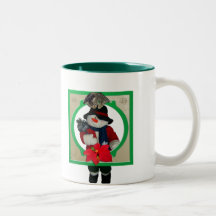 Tasse de cadre de tableau de chat et de poinsettia