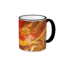 Tasse de café abstraite de tempête de feu