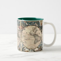 Tasse de café ANTIQUE de CARTE du MONDE
