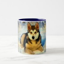 Tasse de café de chiots de Malamute d'Alaska