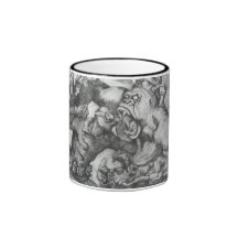 tasse de café d'oiseau de noir d'ère de pulpe