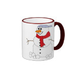 Tasse de café drôle de bonhomme de neige