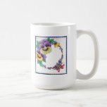 Tasse de café florale vintage colorée de pensée