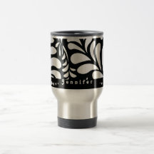 Tasse de café noire personnalisée par mod de voyag