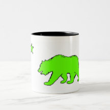 Tasse de café verte au néon d'ours de drapeau de l