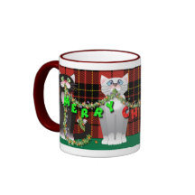 Tasse de chat de Joyeux Noël de plaid