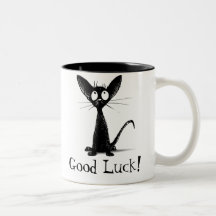 Tasse de chat noir de bonne chance