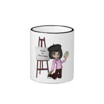Tasse de chevalet de fille d'artiste
