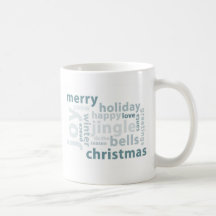 Tasse de collage de mot de Joyeux Noël en vert