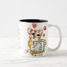 Tasse de coutume de coeur d'amour de chat de bande
