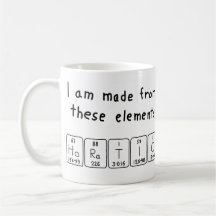 Tasse de nom de table périodique de Horatio