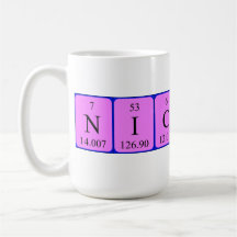 Tasse de nom de table périodique de Nicholas
